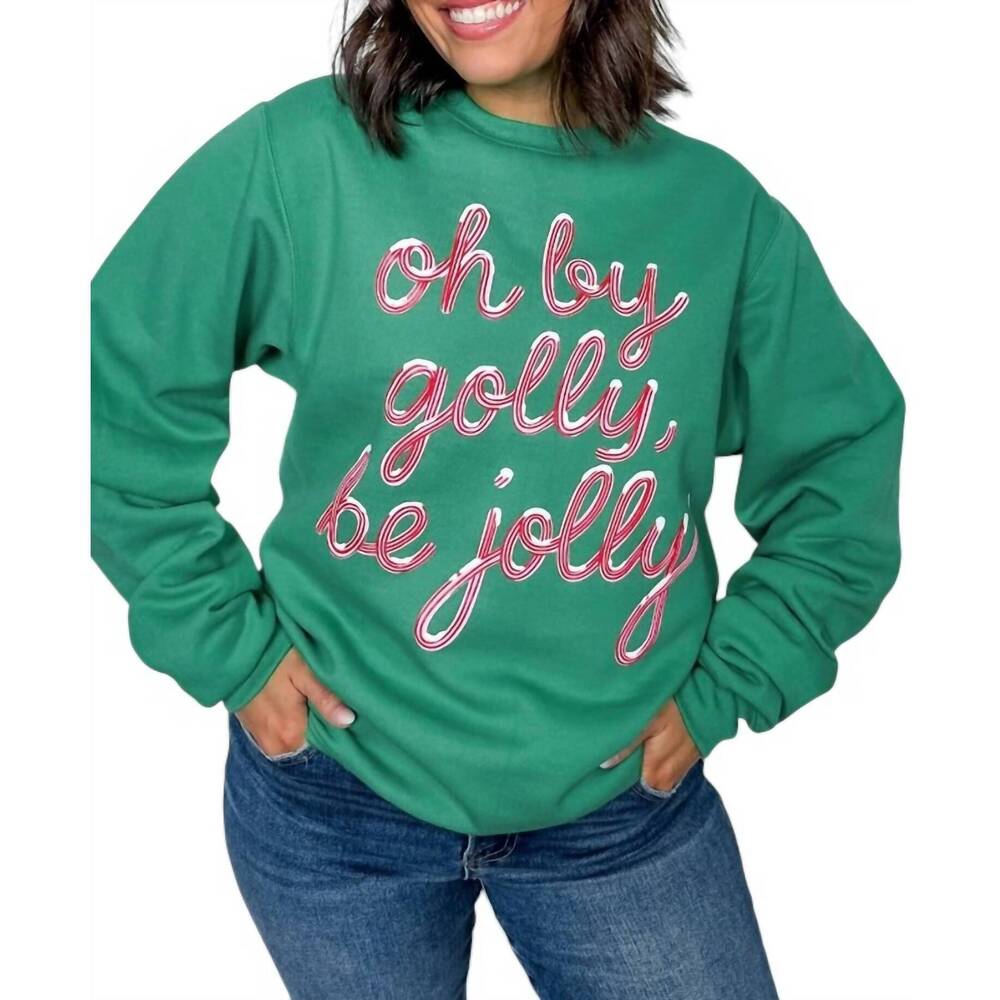 NEW POPPY & PINE oh by golly be jolly sweatshirt in green